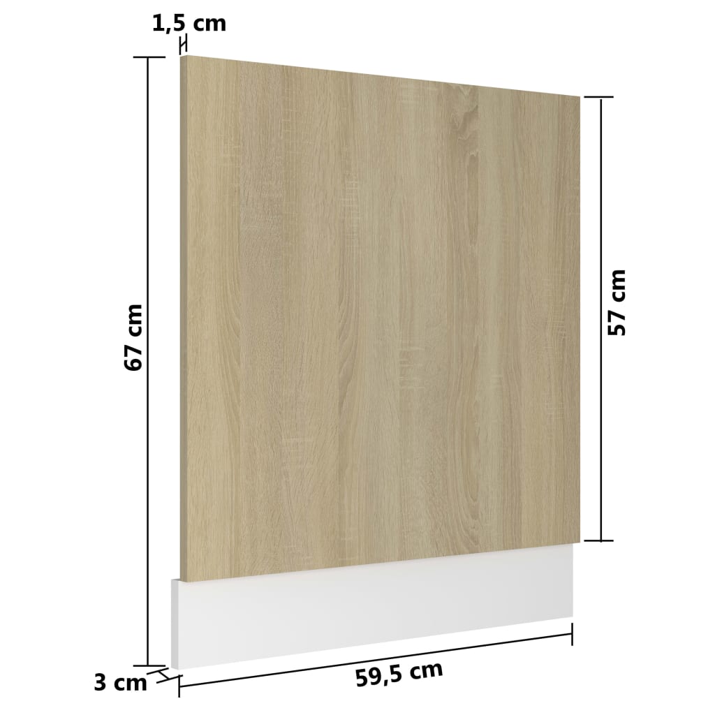 vidaXL Dishwasher Panel Lyon Sonoma Oak 59.5x3x67 cm Engineered Wood