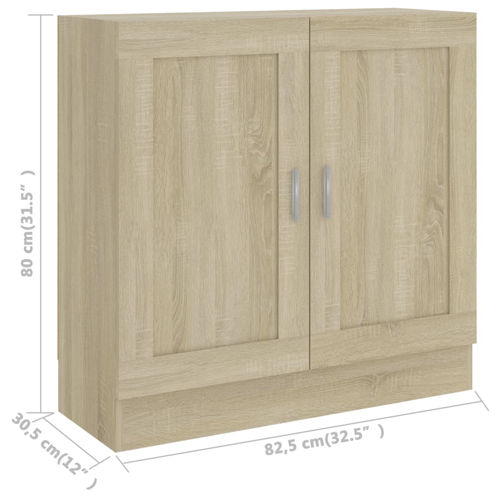 802708 vidaXL Book Cabinet Sonoma Oak 82,5x30,5x80 cm Engineered Wood