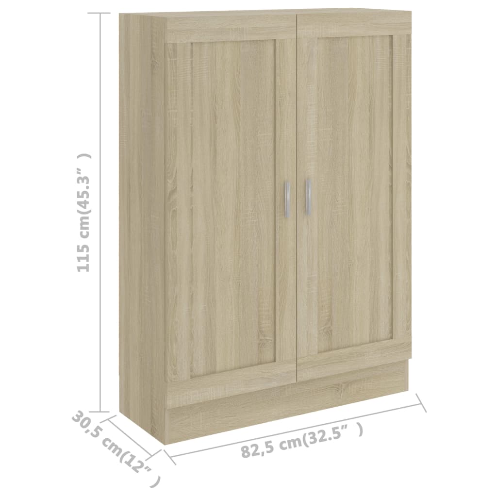 802717 vidaXL Book Cabinet Sonoma Oak 82,5x30,5x115 cm Engineered Wood