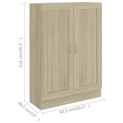 802717 vidaXL Book Cabinet Sonoma Oak 82,5x30,5x115 cm Engineered Wood