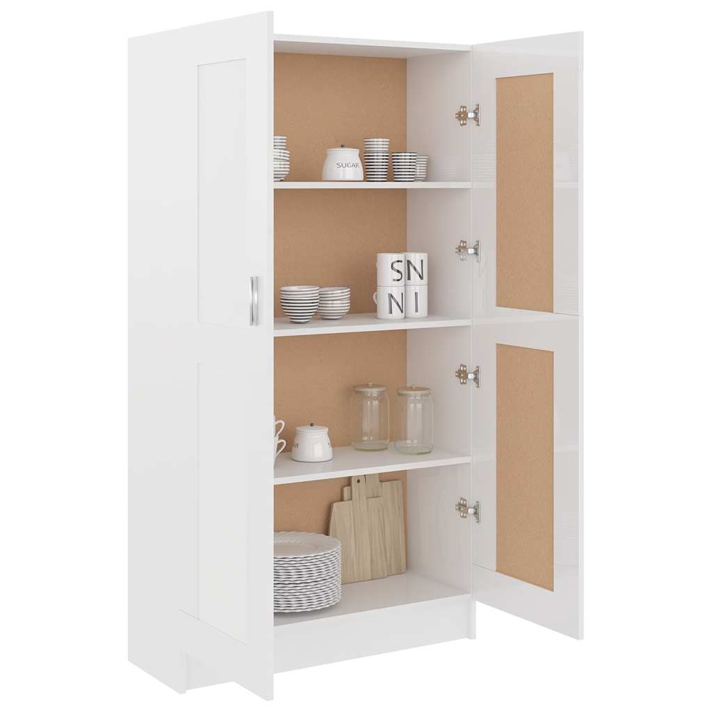 802729 vidaXL Book Cabinet High Gloss White 82,5x30,5x150 cm Engineered Wood