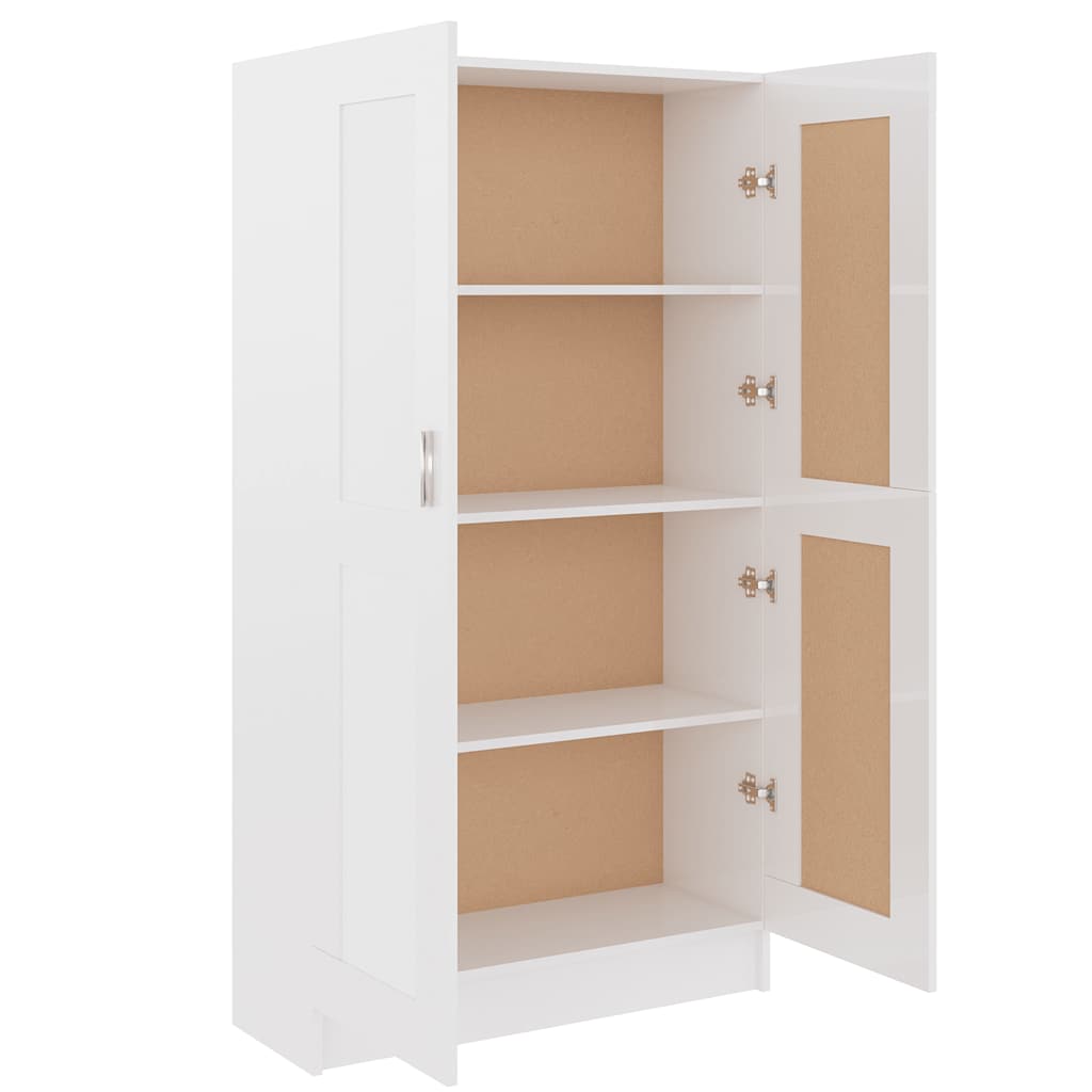 802729 vidaXL Book Cabinet High Gloss White 82,5x30,5x150 cm Engineered Wood