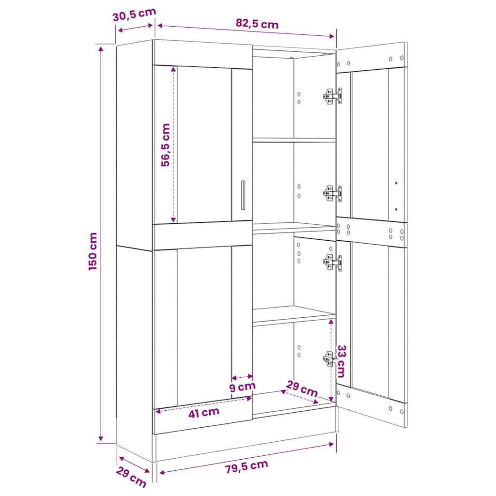 802729 vidaXL Book Cabinet High Gloss White 82,5x30,5x150 cm Engineered Wood