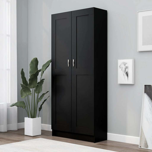 vidaXL Book Cabinet Black 82,5x30,5x185,5 cm Engineered Wood