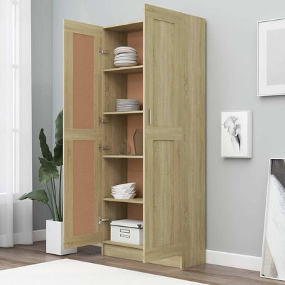802735 vidaXL Book Cabinet Sonoma Oak 82,5x30,5x185,5 cm Engineered Wood