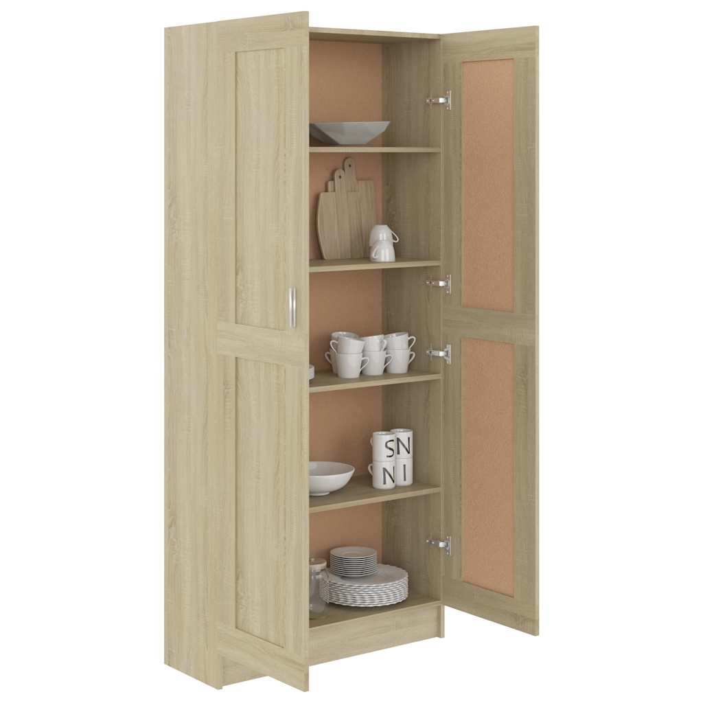 802735 vidaXL Book Cabinet Sonoma Oak 82,5x30,5x185,5 cm Engineered Wood