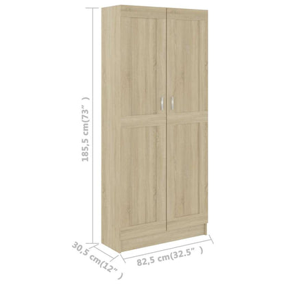 802735 vidaXL Book Cabinet Sonoma Oak 82,5x30,5x185,5 cm Engineered Wood