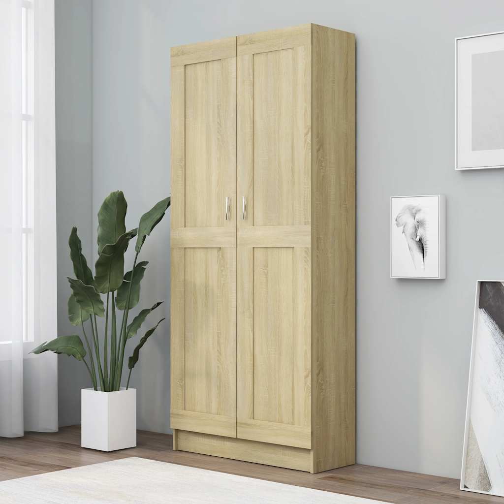 802735 vidaXL Book Cabinet Sonoma Oak 82,5x30,5x185,5 cm Engineered Wood