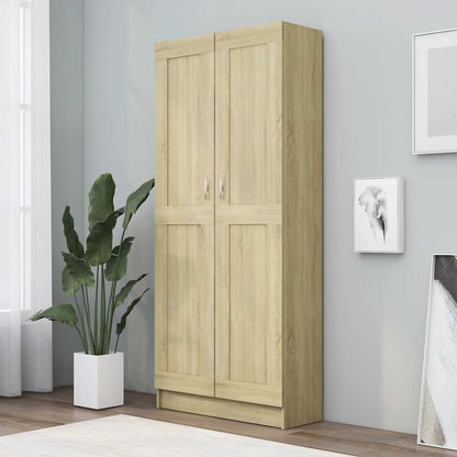 802735 vidaXL Book Cabinet Sonoma Oak 82,5x30,5x185,5 cm Engineered Wood