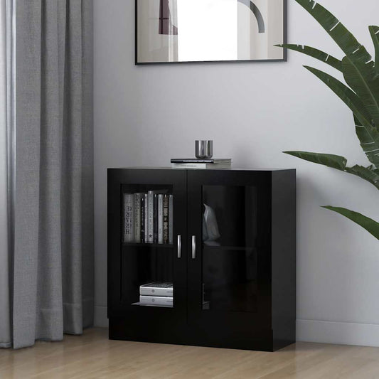802742 vidaXL Vitrine Cabinet Black 82,5x30,5x80 cm Engineered Wood