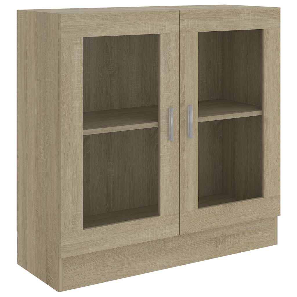802744 vidaXL Vitrine Cabinet Sonoma Oak 82,5x30,5x80 cm Engineered Wood
