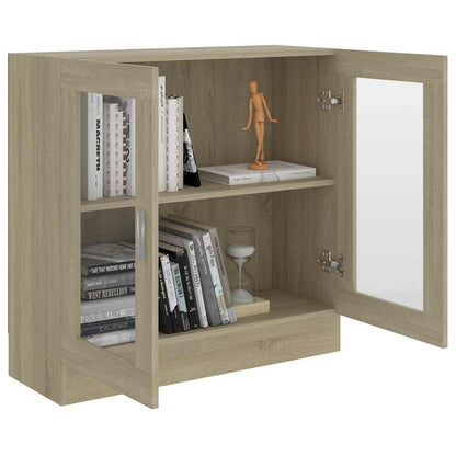 802744 vidaXL Vitrine Cabinet Sonoma Oak 82,5x30,5x80 cm Engineered Wood