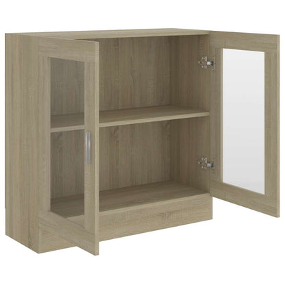 802744 vidaXL Vitrine Cabinet Sonoma Oak 82,5x30,5x80 cm Engineered Wood