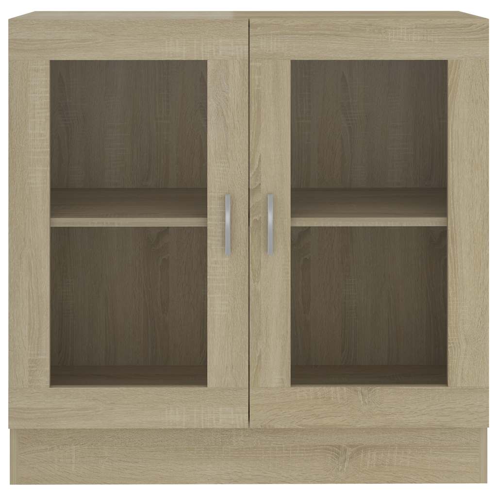 802744 vidaXL Vitrine Cabinet Sonoma Oak 82,5x30,5x80 cm Engineered Wood