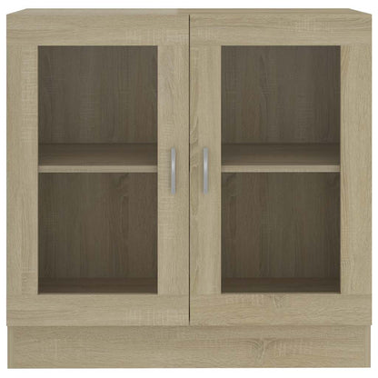 802744 vidaXL Vitrine Cabinet Sonoma Oak 82,5x30,5x80 cm Engineered Wood