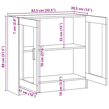 802744 vidaXL Vitrine Cabinet Sonoma Oak 82,5x30,5x80 cm Engineered Wood