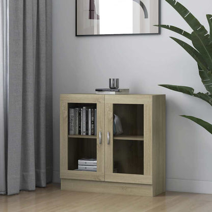 802744 vidaXL Vitrine Cabinet Sonoma Oak 82,5x30,5x80 cm Engineered Wood