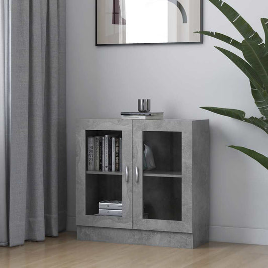 802745 vidaXL Vitrine Cabinet Concrete Grey 82,5x30,5x80 cm Engineered Wood