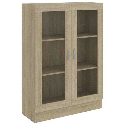 802753 vidaXL Vitrine Cabinet Sonoma Oak 82,5x30,5x115 cm Engineered Wood