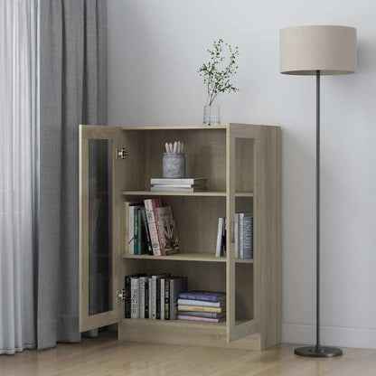 802753 vidaXL Vitrine Cabinet Sonoma Oak 82,5x30,5x115 cm Engineered Wood