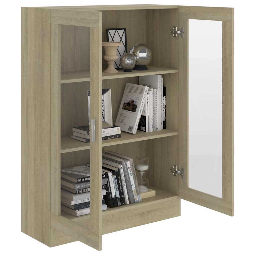 802753 vidaXL Vitrine Cabinet Sonoma Oak 82,5x30,5x115 cm Engineered Wood
