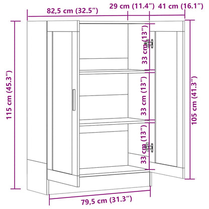 802753 vidaXL Vitrine Cabinet Sonoma Oak 82,5x30,5x115 cm Engineered Wood