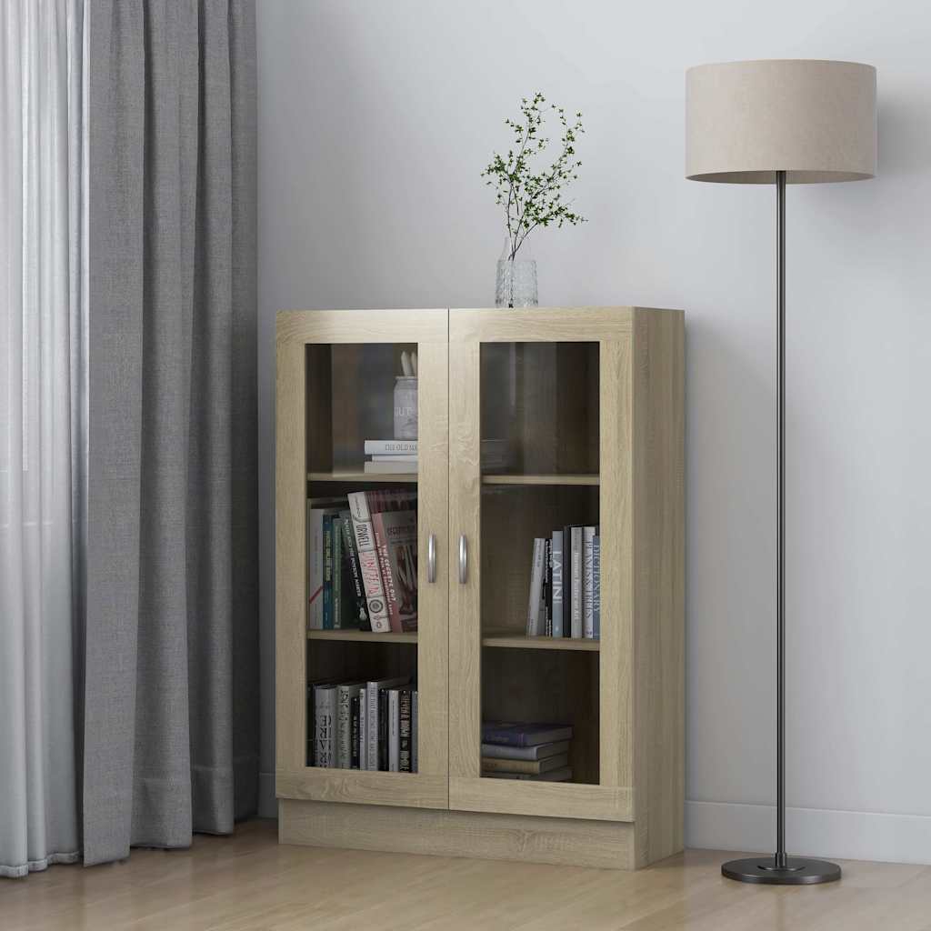 802753 vidaXL Vitrine Cabinet Sonoma Oak 82,5x30,5x115 cm Engineered Wood