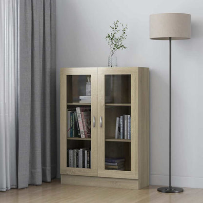 802753 vidaXL Vitrine Cabinet Sonoma Oak 82,5x30,5x115 cm Engineered Wood