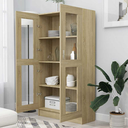 802762 vidaXL Vitrine Cabinet Sonoma Oak 82,5x30,5x150 cm Engineered Wood