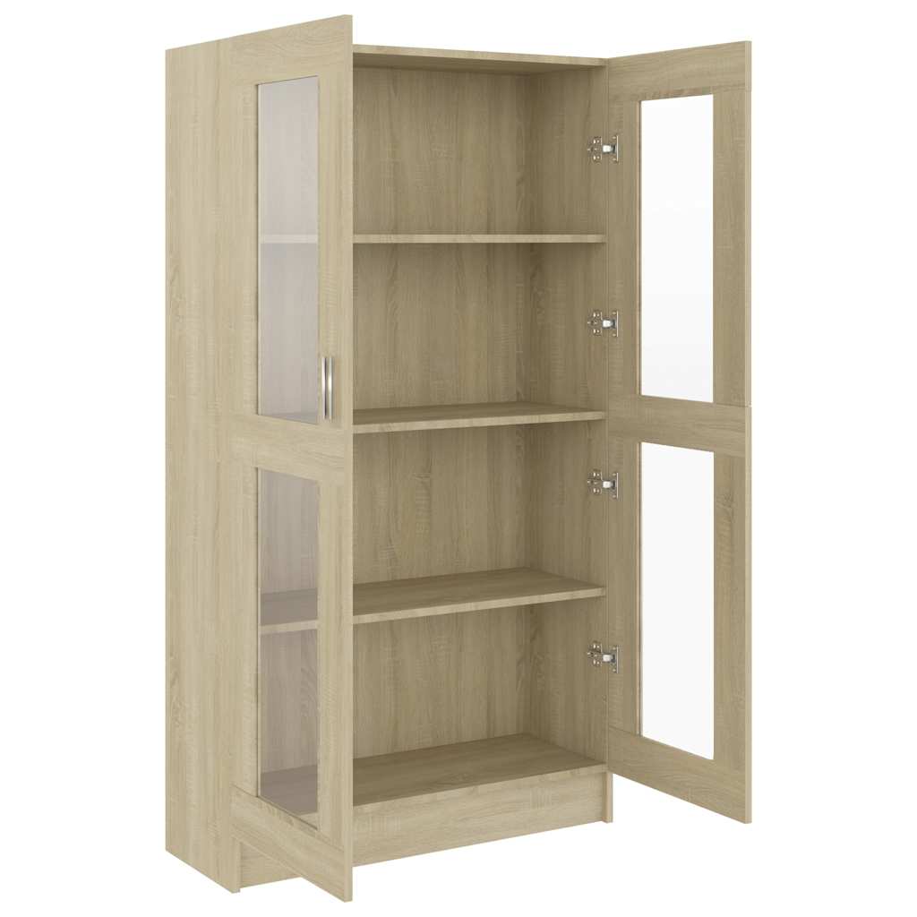 802762 vidaXL Vitrine Cabinet Sonoma Oak 82,5x30,5x150 cm Engineered Wood