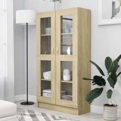 802762 vidaXL Vitrine Cabinet Sonoma Oak 82,5x30,5x150 cm Engineered Wood