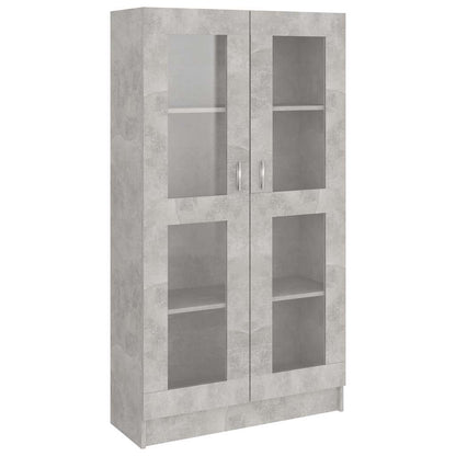 802763 vidaXL Vitrine Cabinet Concrete Grey 82,5x30,5x150 cm Engineered Wood