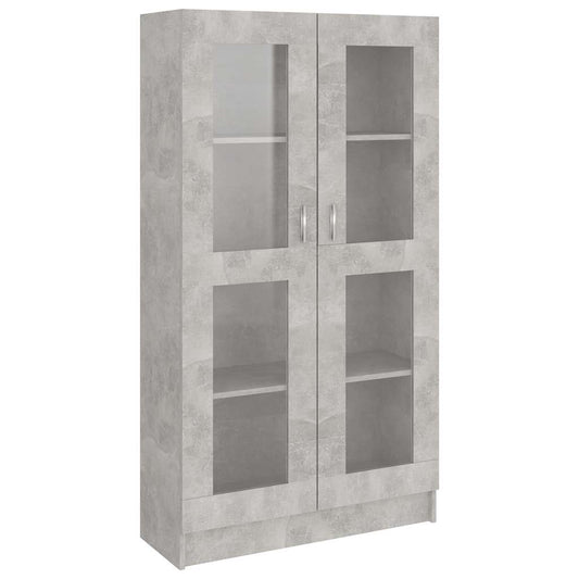 802763 vidaXL Vitrine Cabinet Concrete Grey 82,5x30,5x150 cm Engineered Wood