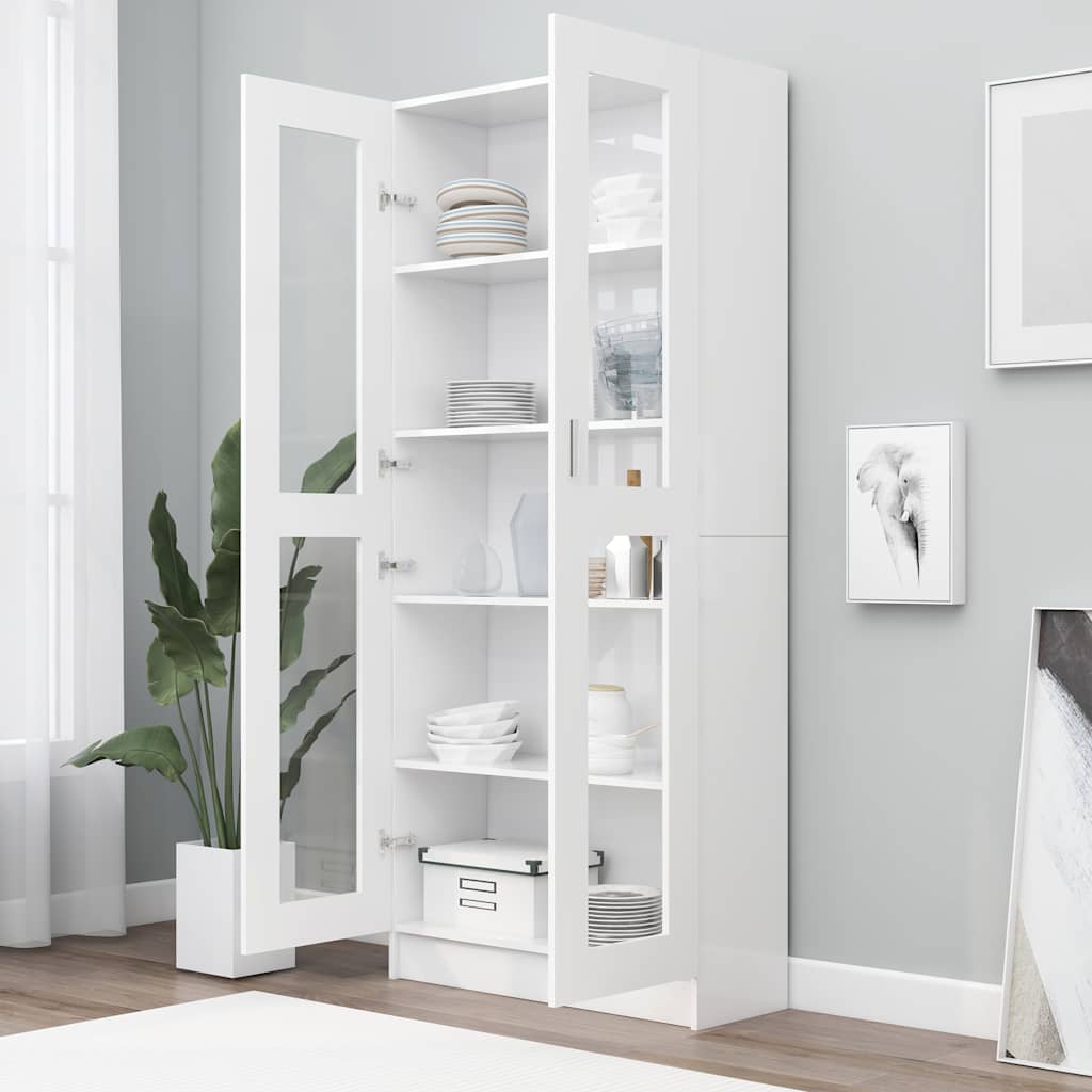 802768 vidaXL Vitrine Cabinet White 82,5x30,5x185 cm Engineered Wood