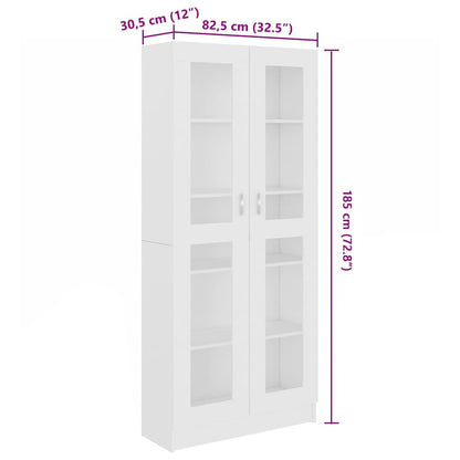 802768 vidaXL Vitrine Cabinet White 82,5x30,5x185 cm Engineered Wood