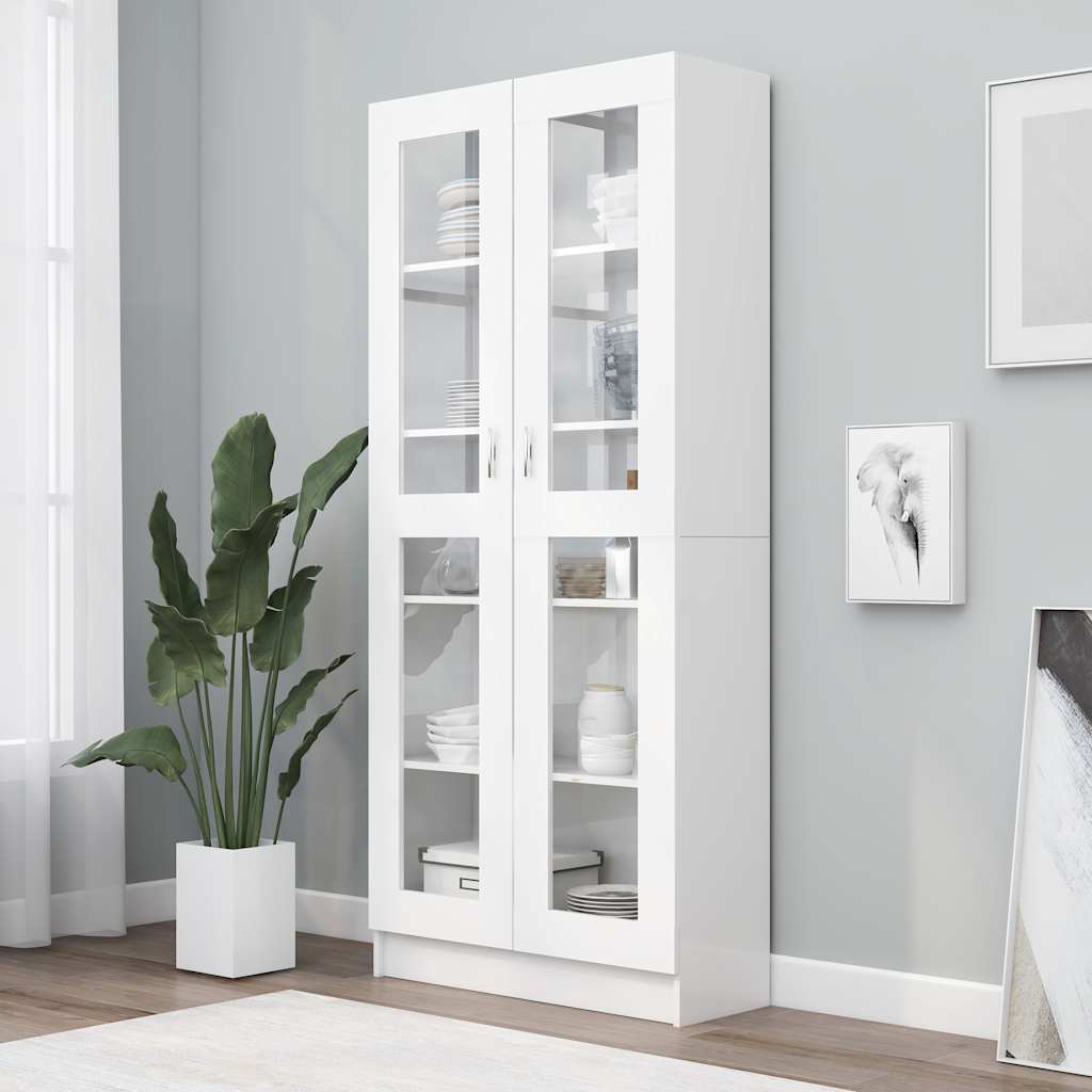 802768 vidaXL Vitrine Cabinet White 82,5x30,5x185 cm Engineered Wood
