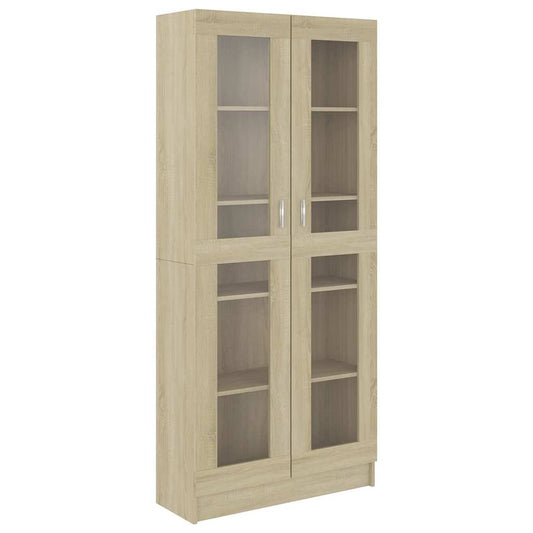 802771 vidaXL Vitrine Cabinet Sonoma Oak 82,5x30,5x185 cm Engineered Wood