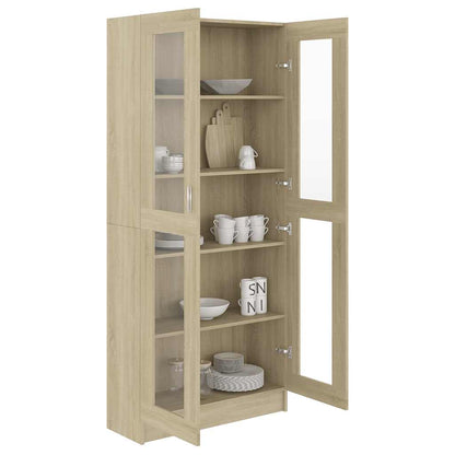 802771 vidaXL Vitrine Cabinet Sonoma Oak 82,5x30,5x185 cm Engineered Wood