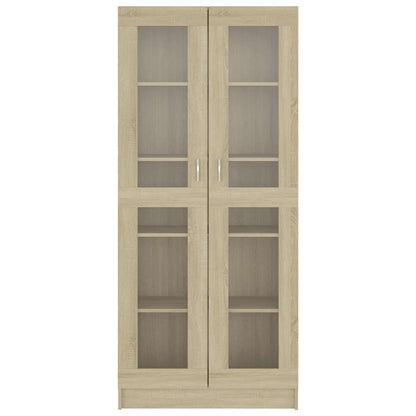 802771 vidaXL Vitrine Cabinet Sonoma Oak 82,5x30,5x185 cm Engineered Wood