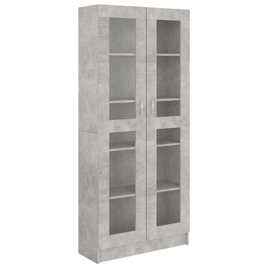 802772 vidaXL Vitrine Cabinet Concrete Grey 82,5x30,5x185 cm Engineered Wood