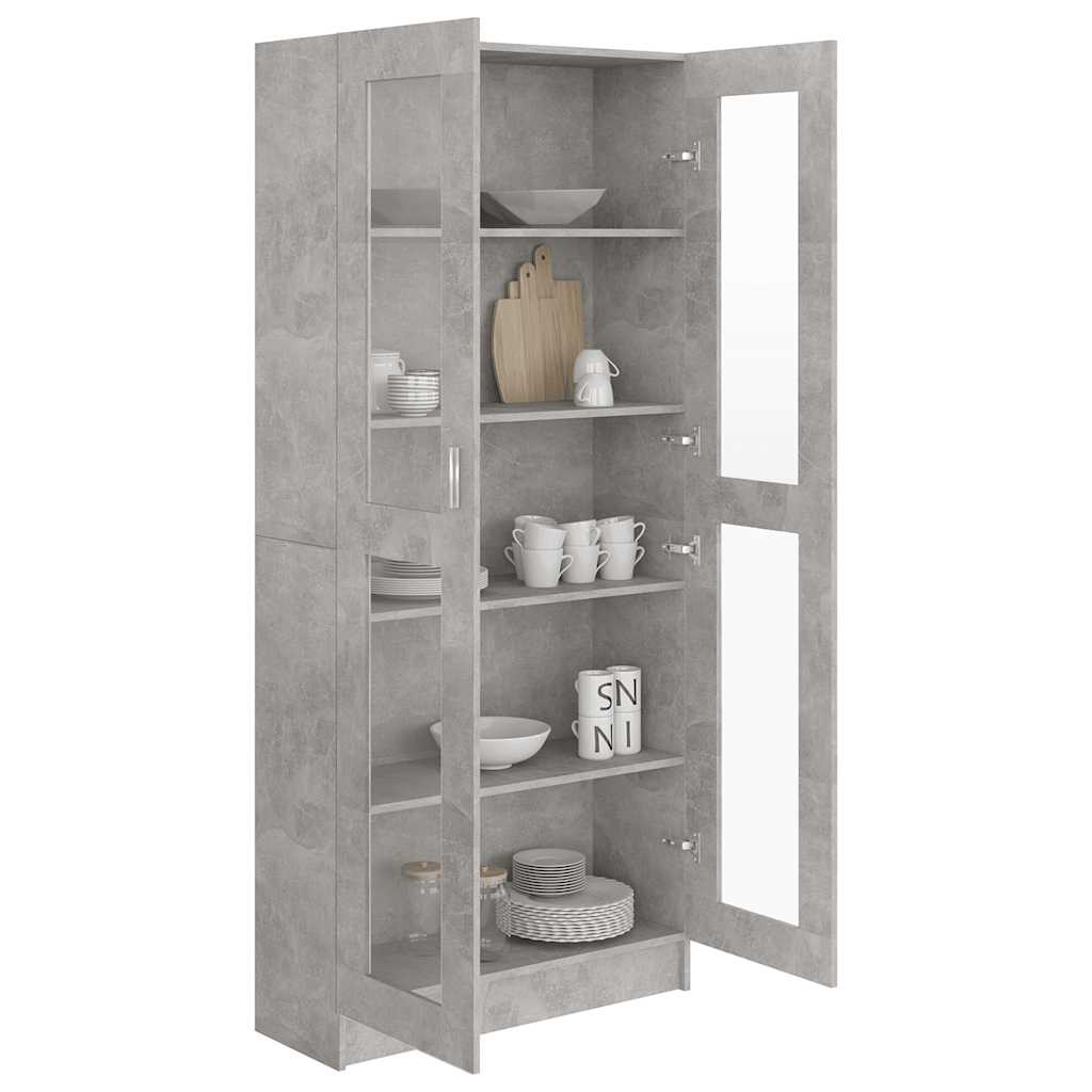 802772 vidaXL Vitrine Cabinet Concrete Grey 82,5x30,5x185 cm Engineered Wood