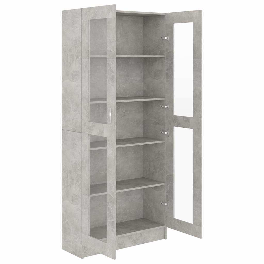 802772 vidaXL Vitrine Cabinet Concrete Grey 82,5x30,5x185 cm Engineered Wood