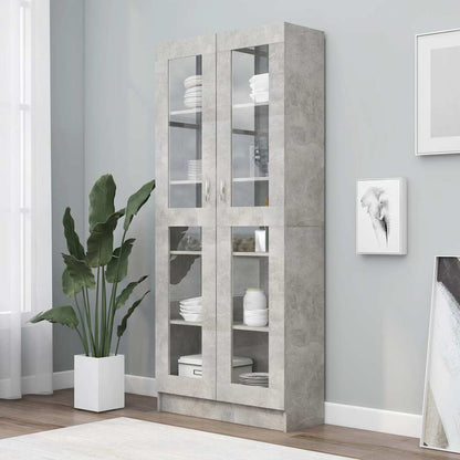 802772 vidaXL Vitrine Cabinet Concrete Grey 82,5x30,5x185 cm Engineered Wood