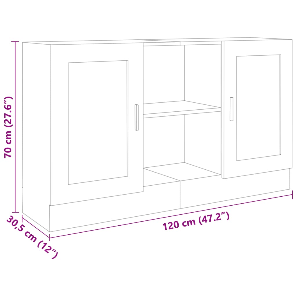 802777 vidaXL Sideboard White 120x30,5x70 cm Engineered Wood