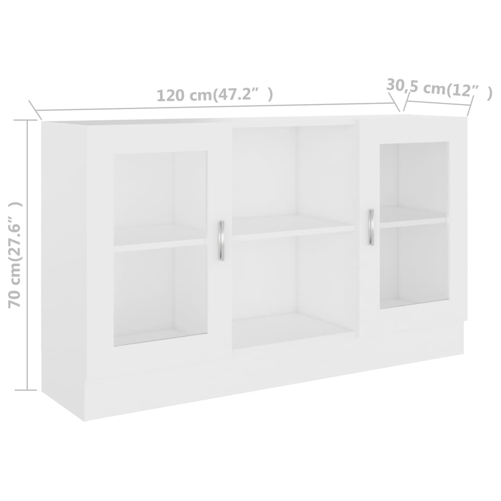 vidaXL Vitrine Cabinet White 120x30,5x70 cm Engineered Wood