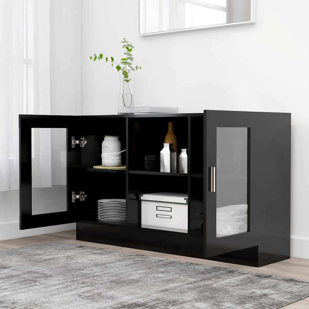 802787 vidaXL Vitrine Cabinet Black 120x30,5x70 cm Engineered Wood