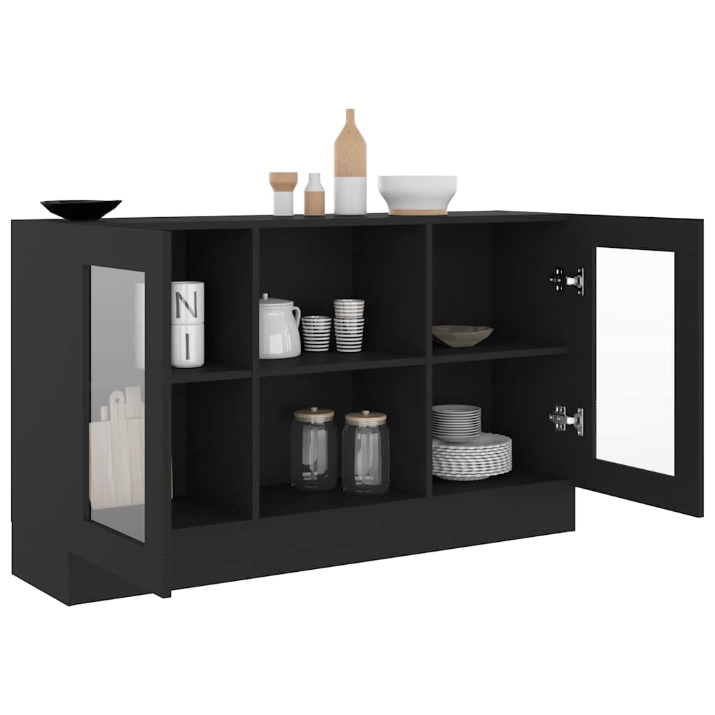 802787 vidaXL Vitrine Cabinet Black 120x30,5x70 cm Engineered Wood