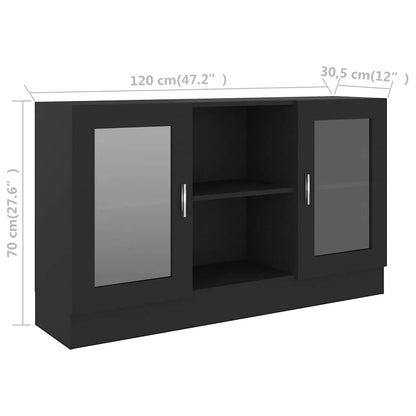 802787 vidaXL Vitrine Cabinet Black 120x30,5x70 cm Engineered Wood