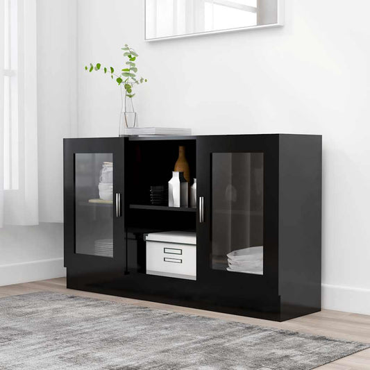 802787 vidaXL Vitrine Cabinet Black 120x30,5x70 cm Engineered Wood