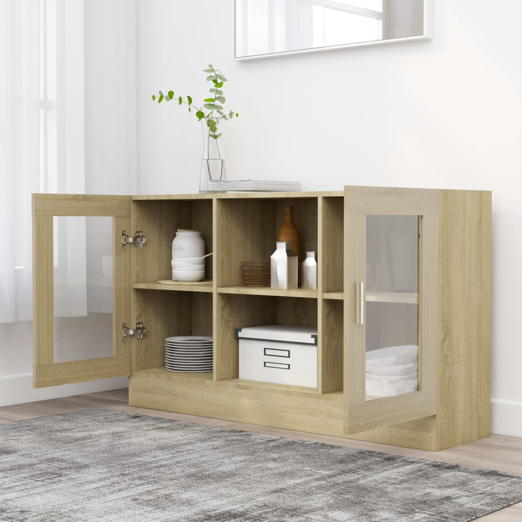 802789 vidaXL Vitrine Cabinet Sonoma Oak 120x30,5x70 cm Engineered Wood